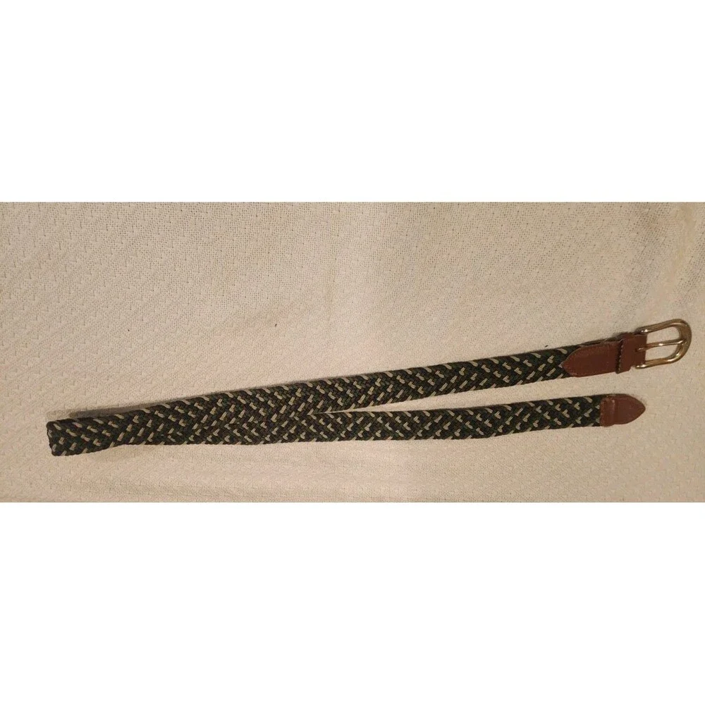 Elastic Canvas Belt Braided Brown Tan Green Blue Stretch Woven Men L- 43